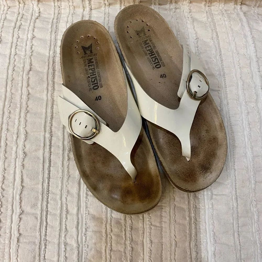 Mephisto Natalina White Thong Sandals Women Size 10